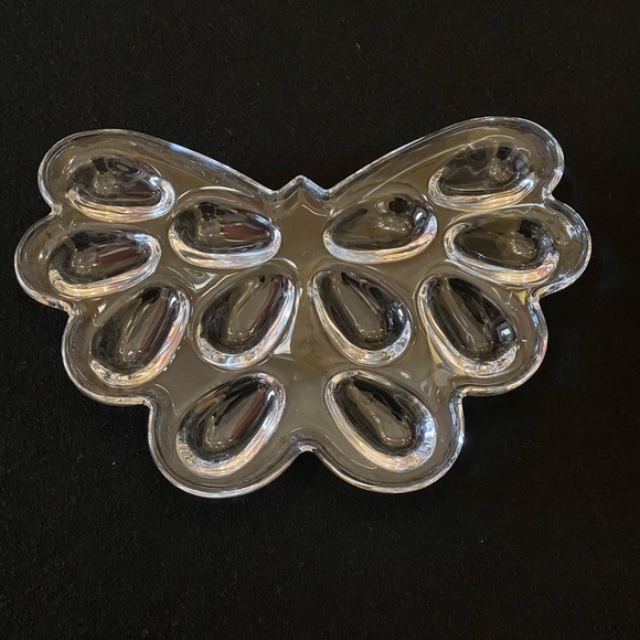 unknown Other - Butterfly Shaped Deviled Egg Clear Glass Dish